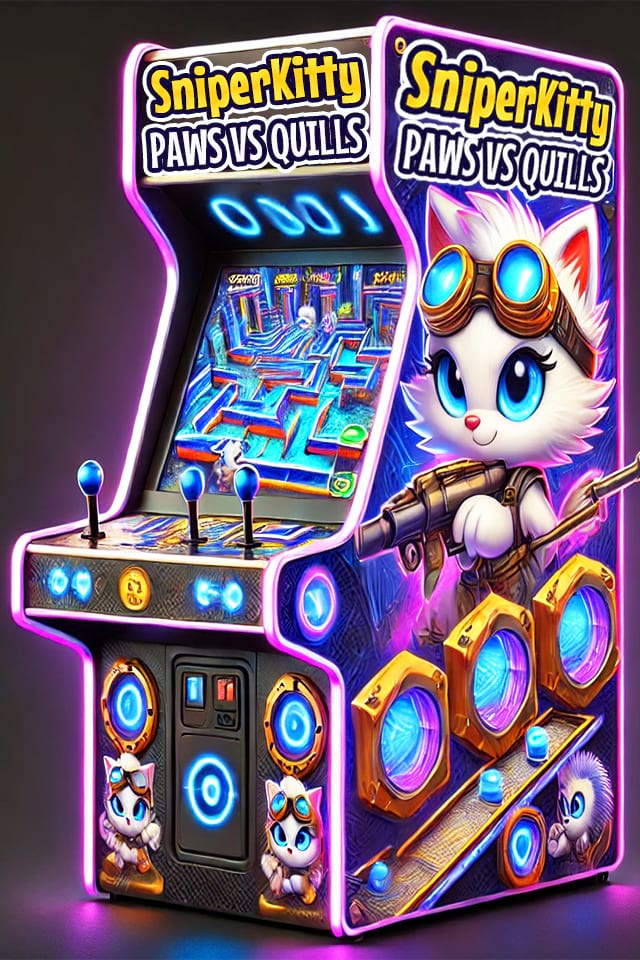 Sniper Kitty Paws VS Quills arcade machine